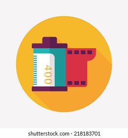 camera film, flat icon with long shadow