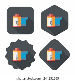camera film, flat icon with long shadow