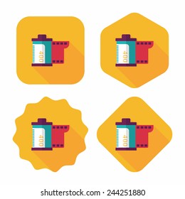 camera film, flat icon with long shadow