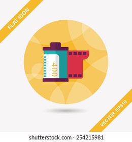 camera film, flat icon with long shadow