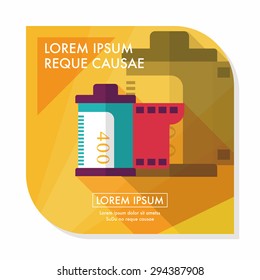 camera film, flat icon with long shadow