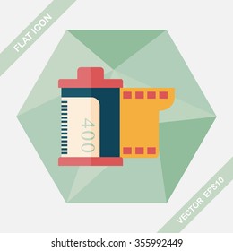 camera film, flat icon with long shadow