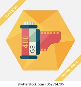 camera film, flat icon with long shadow