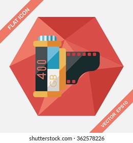 camera film, flat icon with long shadow