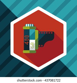 camera film, flat icon with long shadow