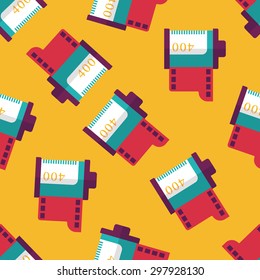 camera film, flat icon seamless pattern background