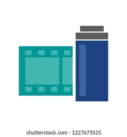 Camera Film Icon In Flat Style Isolated On White Background. Camera Film Symbol For Your Design, Logo, UI. Vector Cinema Film Illustration