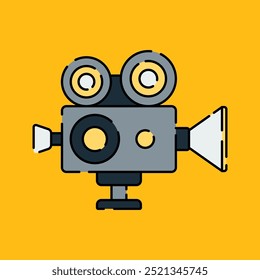 Ícone de Filme de Câmera Ilustração Estilo de Design Plano Isolado no Fundo Amarelo