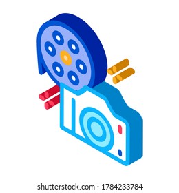 camera film icon vector. isometric camera film sign. color isolated symbol illustration