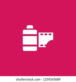 camera film icon vector. camera film sign on pink background. camera film icon for web and app