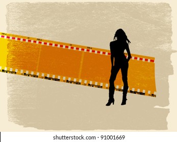 película de cámara sobre papel envejecido, ilustración vectorial