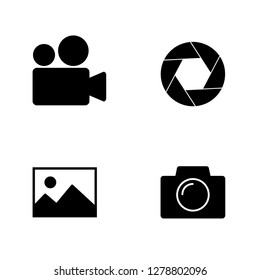 Camera, film, photography icon set. Vector art.