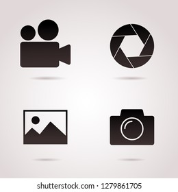 Camera, film, photography icon set. Vector art.