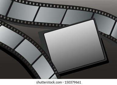 Camera film roll black background, vector illustration