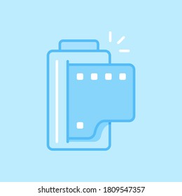 Camera Film Roll Blue Vector Icon Background