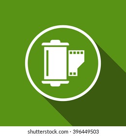 camera film roll flat icon with long shadow. vector illustration