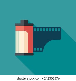 Camera Film Roll Flat Square Icon Stock Vector (Royalty Free) 242308576 ...