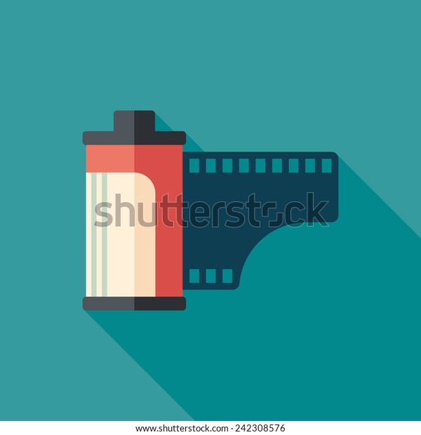 Camera Film Roll Flat Square Icon Stock Vector (Royalty Free) 242308576