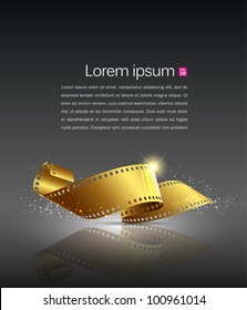 Camera film roll gold color, vector illustration