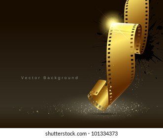 Camera film roll gold color, vector illustration