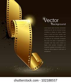 Camera film roll gold color, vector illustration