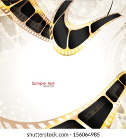 Camera film roll gold color, vector illustration
