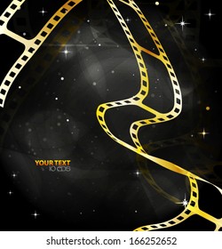 Camera film roll gold color, vector illustration