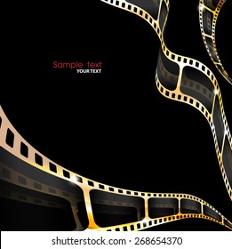 Camera film roll gold color, vector illustration