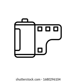 Camera film roll icon. Flat vector graphic in White background.