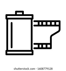 Camera film roll icon. Simple design. Line vector. Isolate on white background.