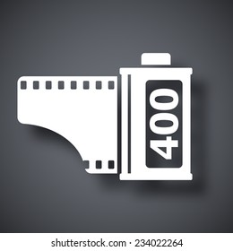 Camera film roll icon, vector