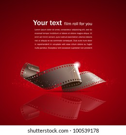 Camera film roll on red background, vector illustration