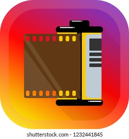 Camera Film Roll Retro Flat Design Vector Illustration