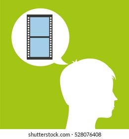 camera film roll silhouette head think movie vector illustration eps 10