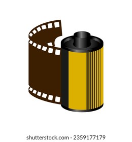 camera film roll and the film strip. vector illustration isolated on white background.