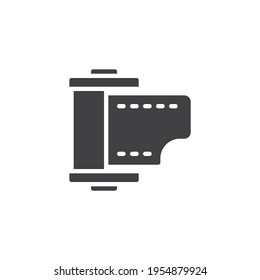 Camera film roll vector icon. filled flat sign for mobile concept and web design. Photo film cartridge glyph icon. Symbol, logo illustration. Vector graphics