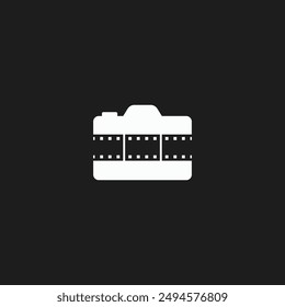 Camera and film strip minimal logo design concept. Vector illustration