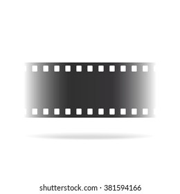 Camera film strip vector icon, filmstrip simple flat icon, cinema film strip gradient ribbon, symbol of movie, black and white color, filmstrip slide shape shadow isolated on white background
