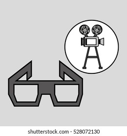 camera film vintage with movie glasses vector illustration eps 10
