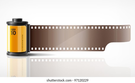 Camera film yellow roll, vector illustration