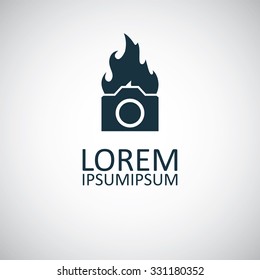 camera flame icon, on white background