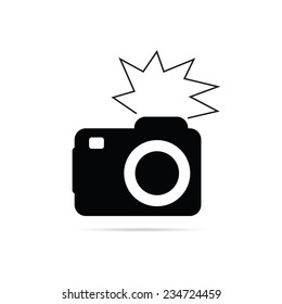 camera flash black and white vector illustration