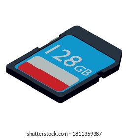 Icono de tarjeta flash de cámara. Isométrico del icono del vector de la tarjeta flash de la cámara para el diseño web aislado en fondo blanco