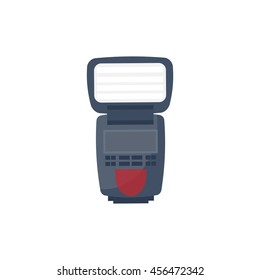 Camera flash in a flat style. Photography art. Photoshooting. Studio light. Vector illustration.