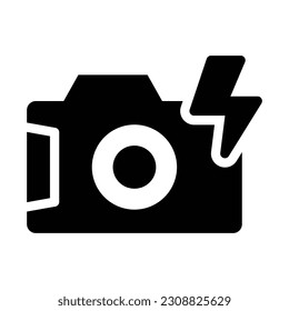 camera flash glyph icon illustration vector graphic