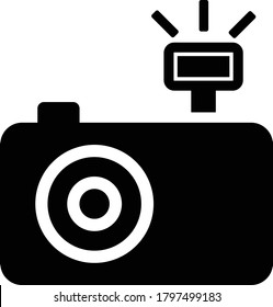 Camera flash icon, black version