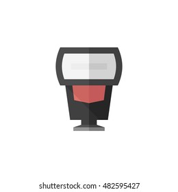 Camera flash icon in flat color style. Photography equipment light studio bulb
