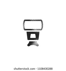 Camera flash icon in halftone style. Black and white monochrome vector illustration.