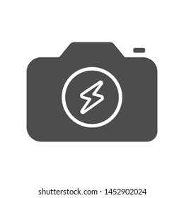 Camera flash icon isolated on white background. Lightning symbol modern simple vector icon for website or mobile app