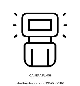 camera flash icon. Line Art Style Design Isolated On White Background